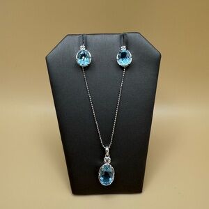 💎Thailand Blue Topaz Silver.925 Jewelry Set💎